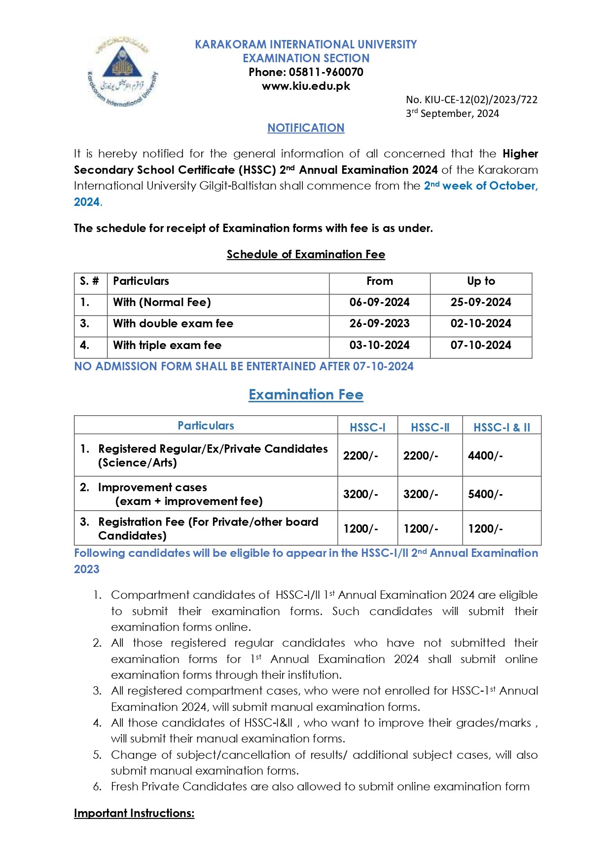 HSSC Second Annual Examination 2024 Page 1